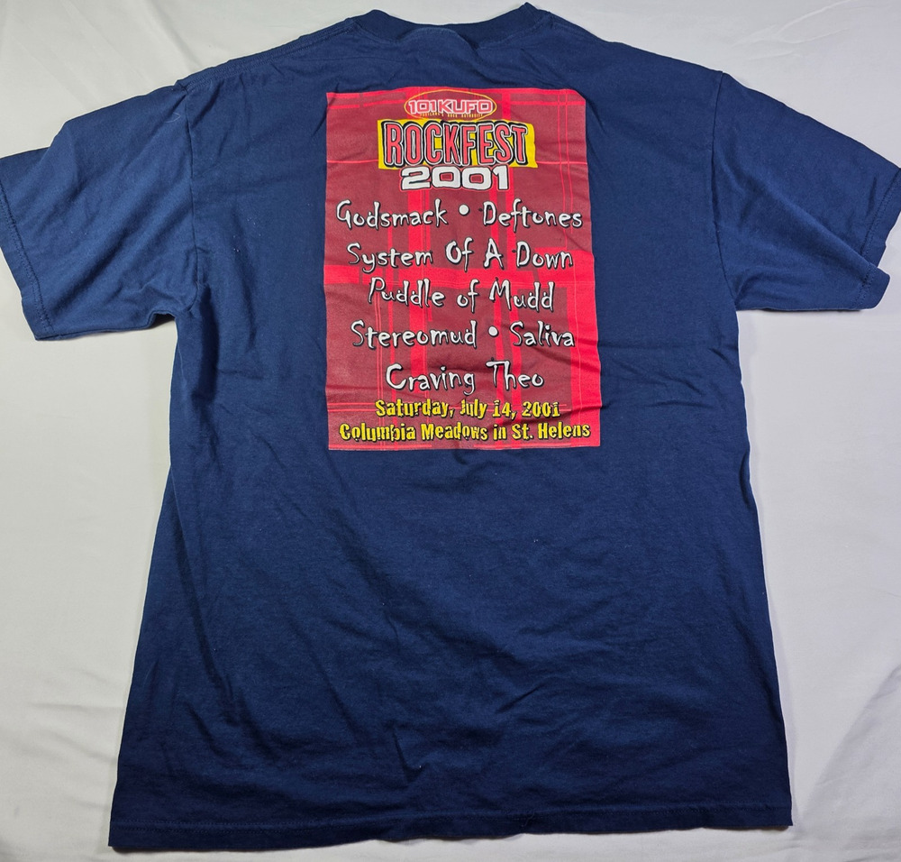 Vintage 2001 KUFO Rockfest T Shirt L Godsmack Deftones System of a Down Hanes